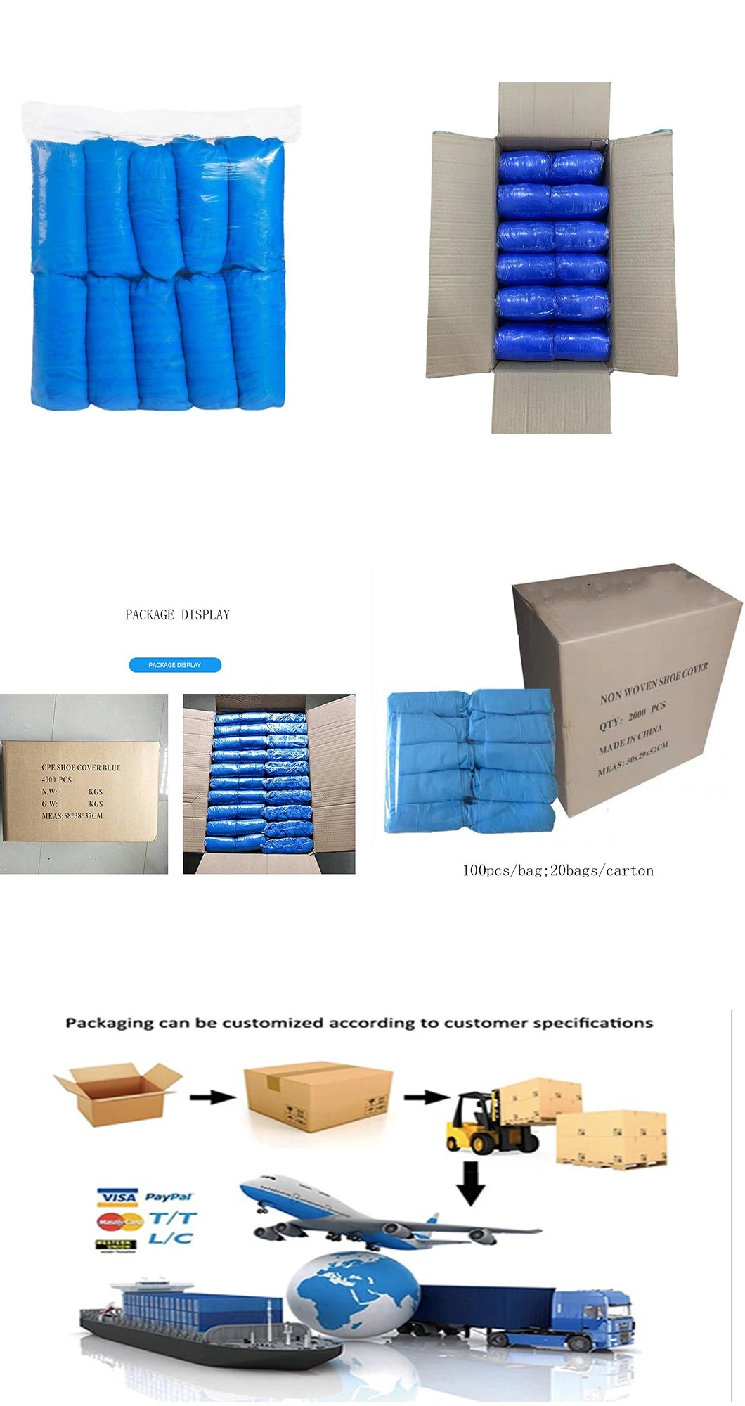 Disposable PE/CPE/PP/SMS/Microporous/Plastic Nonwoven Waterproof Anti Slip Nonskid Printing/Industry/Cleanroom/Lab/Waterproof/Boot/Shoe Cover