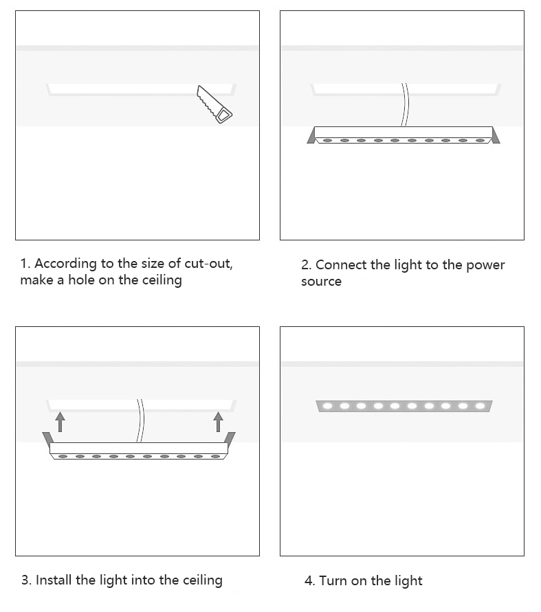 Anti-Glare LED Ceiling Linear Lamp Aluminum Fixture 2W/4W/10W20W/30W Recessed Linear Downlight